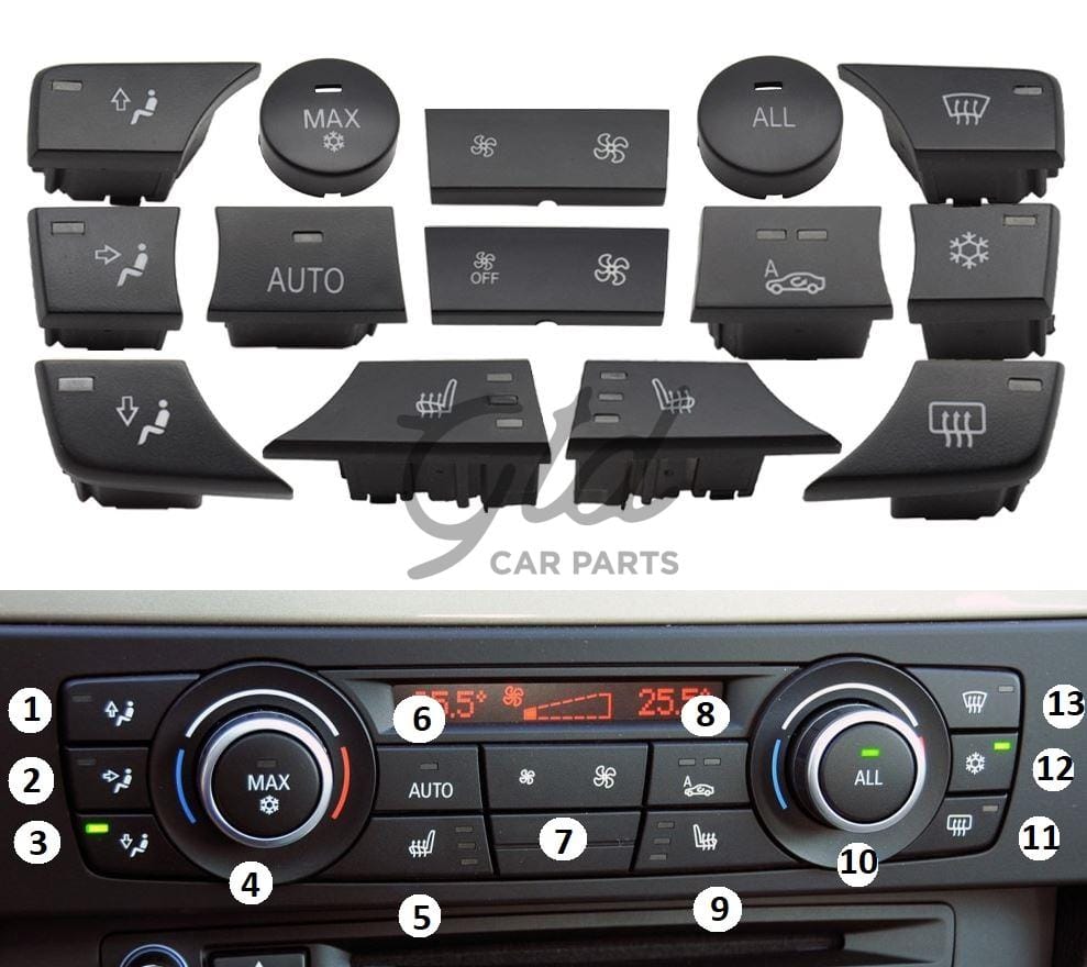 Conjunto de 13 Botões Módulo Ar Condicionado BMW Série 1 3 X1 X3 E82 E90 E84 F25