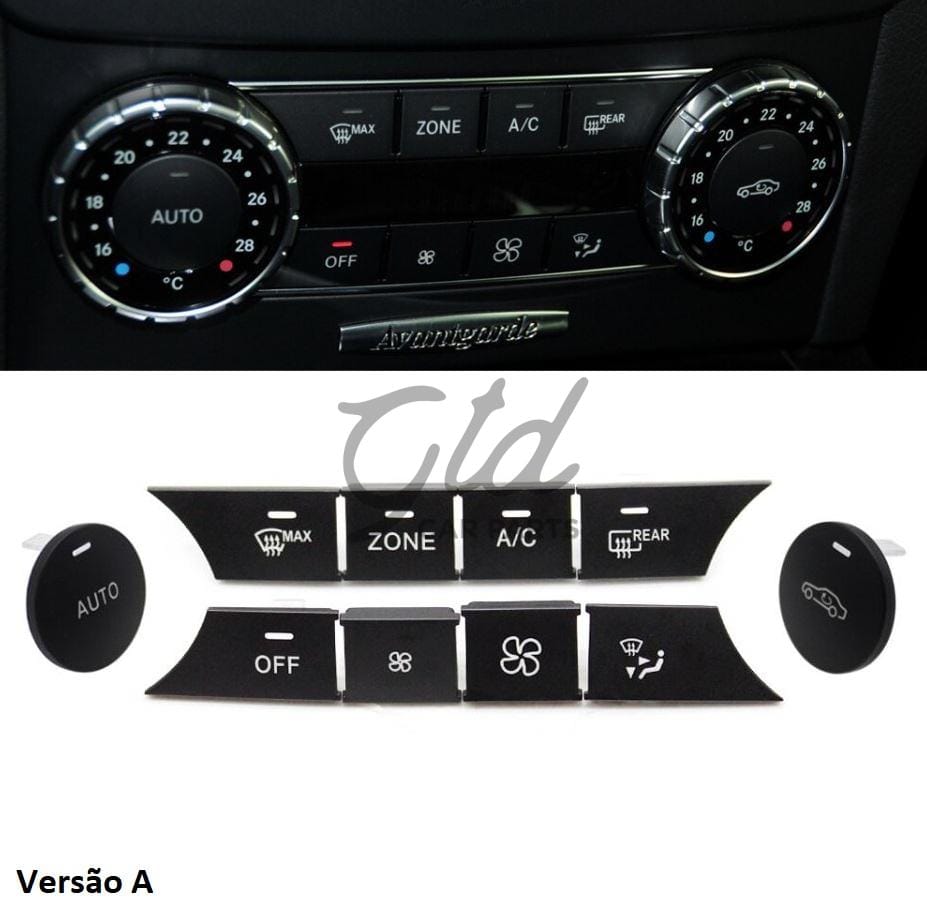 Conjunto de 10 Botões Módulo Ar Condicionado Mercedes-Benz Classe C W204 GLK 2007-2012 Versão A