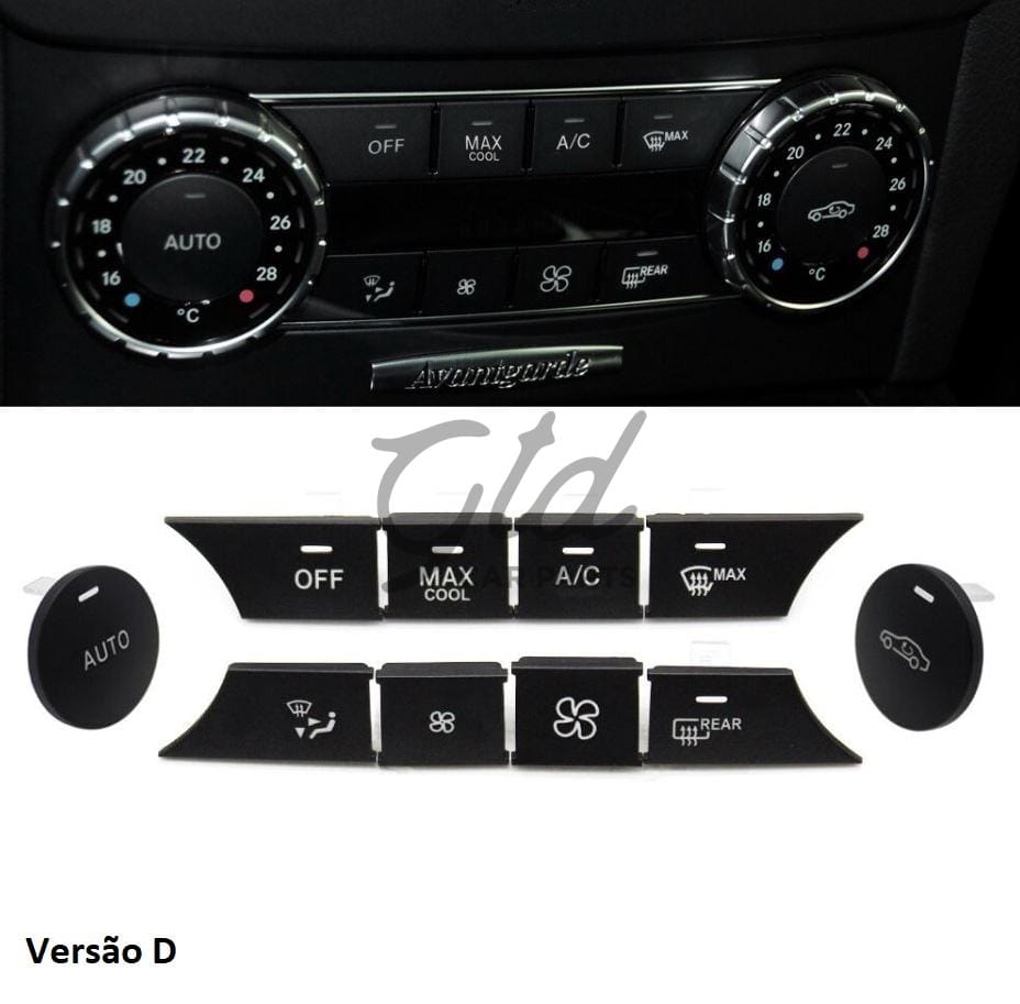 Conjunto de 10 Botões Módulo Ar Condicionado Mercedes-Benz Classe C W204 GLK 2007-2012 Versão D