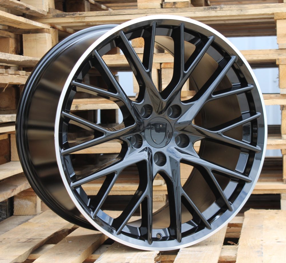 Jante Porsche 21x9,5 ET61 5x130 - Black+Polished Lip