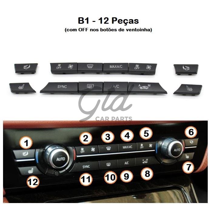 Conjunto de 12 botões Módulo Ar Condicionado BMW Série 5/6/7 X5 X6 F10 F16 2009-2020-B2 - Image 5