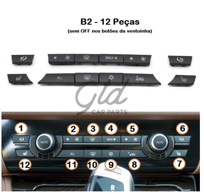 Conjunto de 12 botões Módulo Ar Condicionado BMW Série 5/6/7 X5 X6 F10 F16 2009-2020-B2