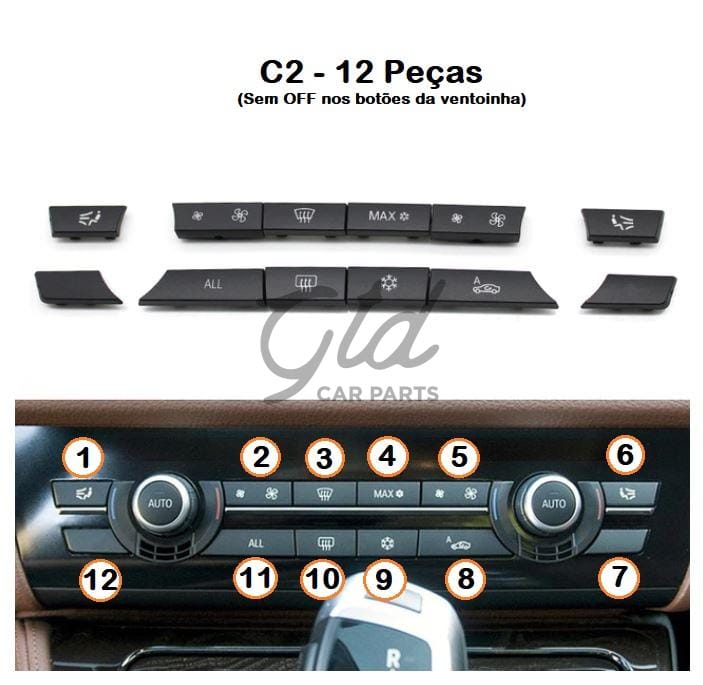 Pack 12 botões Módulo Ar Condicionado BMW Série 5/6/7 X5 X6 F10 F16 2009-2020-C1 - Image 4