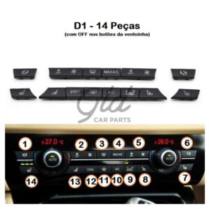 Pack 14 botões Módulo Ar Condicionado BMW Série 5/6/7 X5 X6 F10 F16 2009-2020-D1