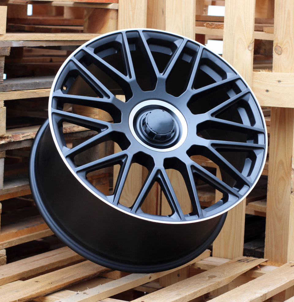 Jante Mercedes 21x11 ET55 5x112 - Black half matt+Polished lip+Engraved Cap