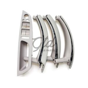 Conjunto de 4 Puxadores C/ Pele Cinza BMW X5 X6 E70 E71 E72 2007-2014