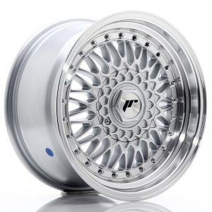 JR Wheels JR9 16x8 ET25 BLANK Silver w/ Machined Lip+Silver Rivets