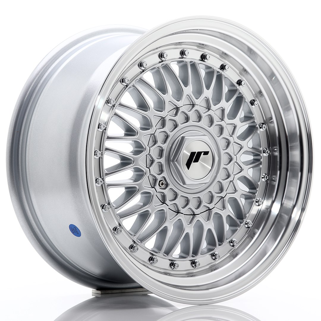 JR Wheels JR9 16x8 ET25 BLANK Silver w/ Machined Lip+Silver Rivets
