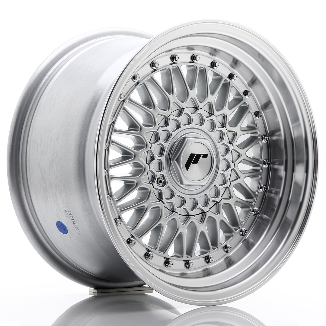 JR Wheels JR9 16x9 ET20 BLANK Silver w/ Machined Lip+Silver Rivets