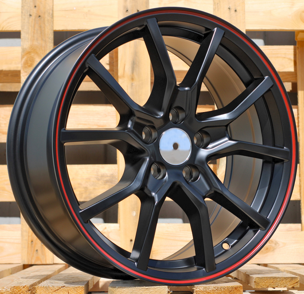 Jante RACIN 16x7 ET36 5x112 - Black Half Matt+Red Lip