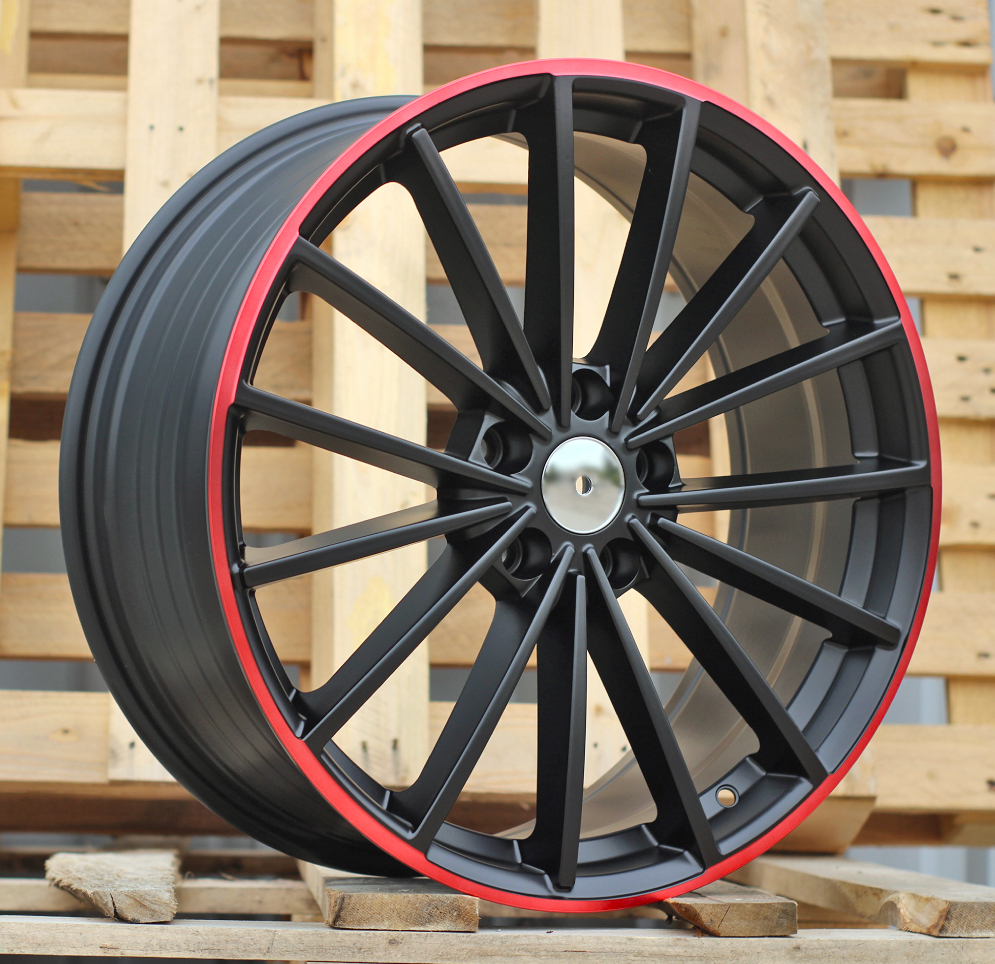 Jante Volkswagen 19x8 ET45 5x112 - Black Half Matt+Red Lip