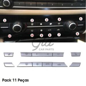 Conjunto de 11 botões Módulo Ar Condicionado Cinza BMW Série 5/6/7 F10 F11 F01 F02 F06