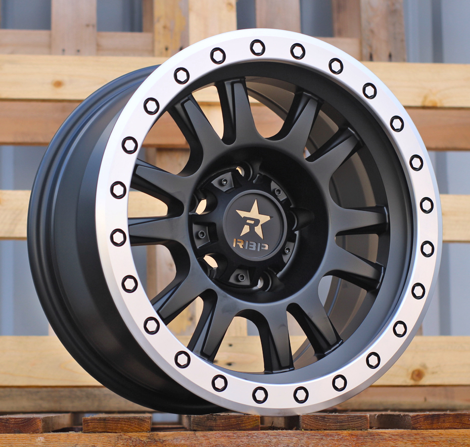 Jante 4X4 16x8 ET-12 5x139,7 - Black Half Matt+Polished Lip