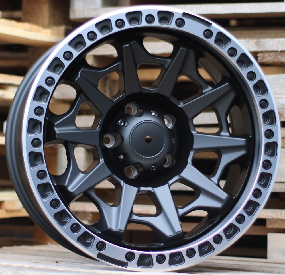 Jante 4X4 18x9 ET-12 5x139,7 - Black Half Matt+Polished Lip