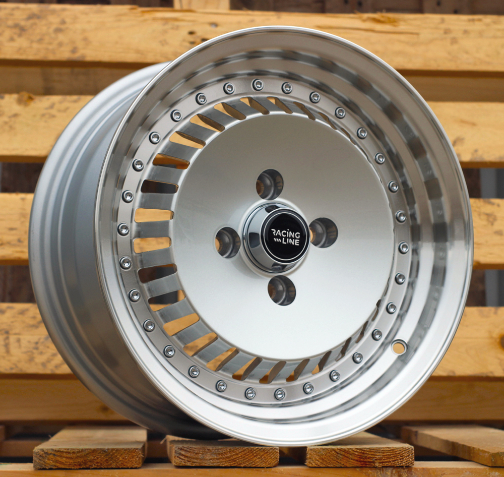 Jante RACIN 14x6,5 ET20 4x100 - Silver+Polished Lip
