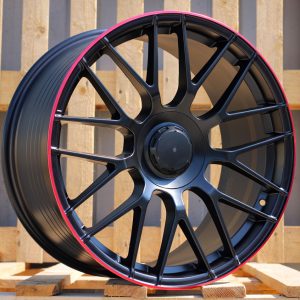 Jante Mercedes 18x8 ET45 5x112 - Black Half Matt+Red Lip