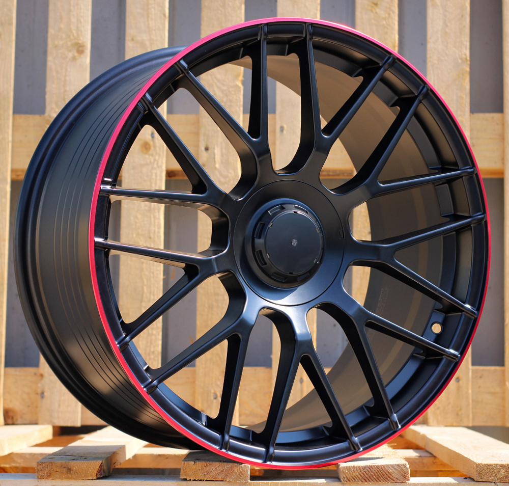 Jante Mercedes 18x8 ET45 5x112 - Black Half Matt+Red Lip