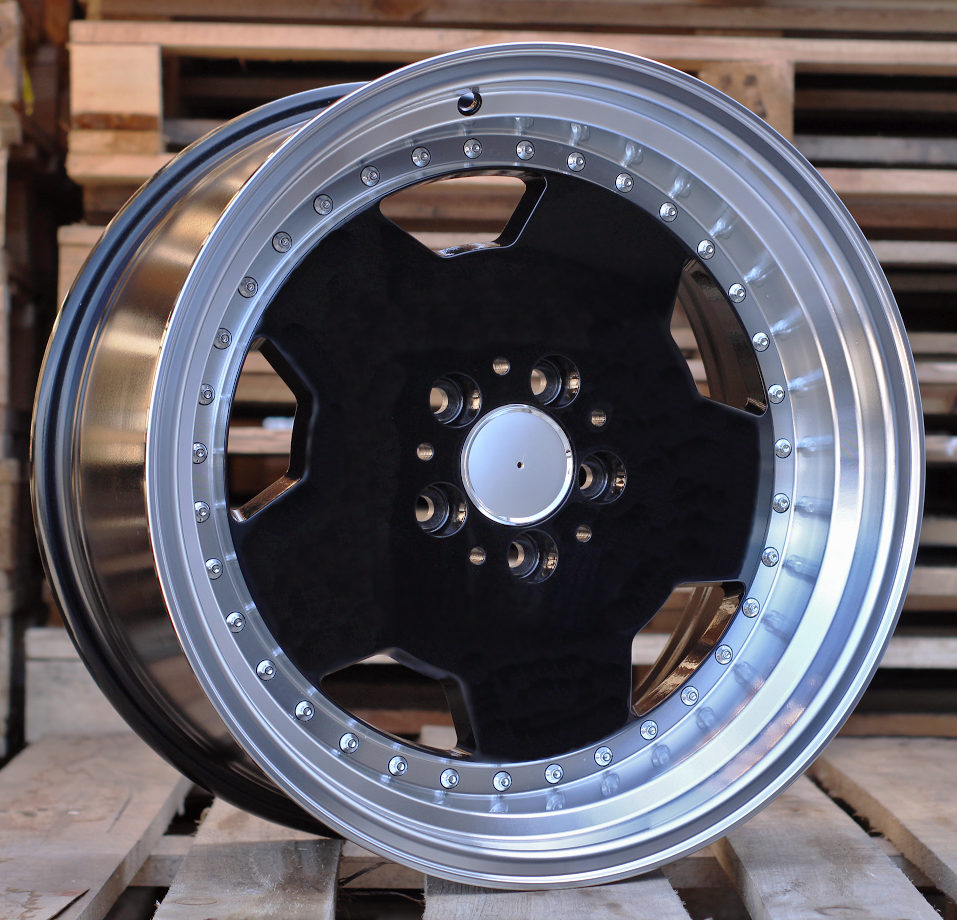 Jante Mercedes 17x8 ET25 5x112 - Black+Polished Lip