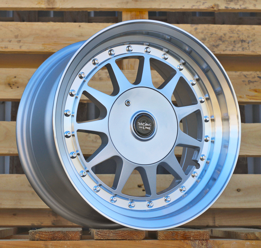 Jante RACIN 15x7,5 ET20 4x100 - Silver+Polished Lip