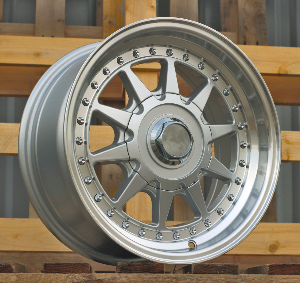 Jante RACIN 15x7 ET25 4x100 - Silver+Polished Lip