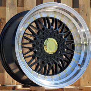 Jante RACIN 14x6,5 ET35 4x100 - Black+Polished Lip