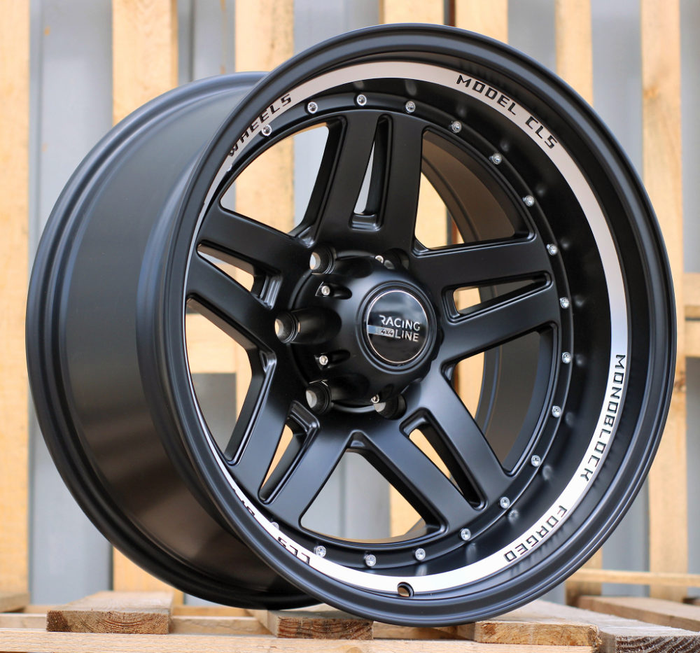 Jante 4X4 15x10 ET-44 6x139,7 - Black Half Matt+Polished Lip