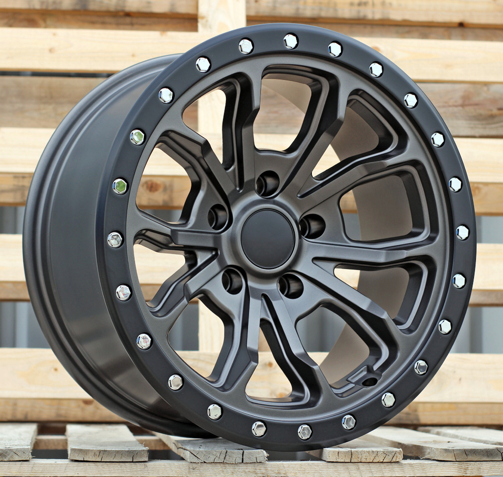 Jante 4X4 17x8,5 ET-12 5x127 - Matt Gray + Black Lip