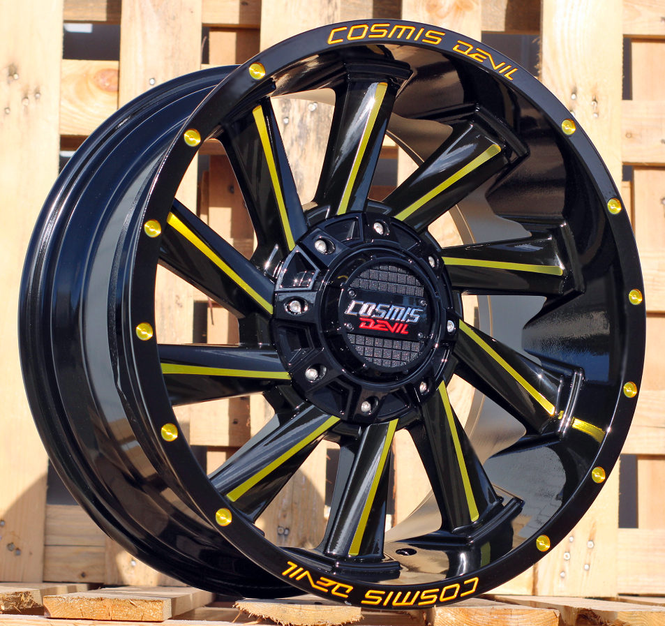 Jante 4X4 18x9 ET 6x130|6x139 - Black Polished Gold Milling