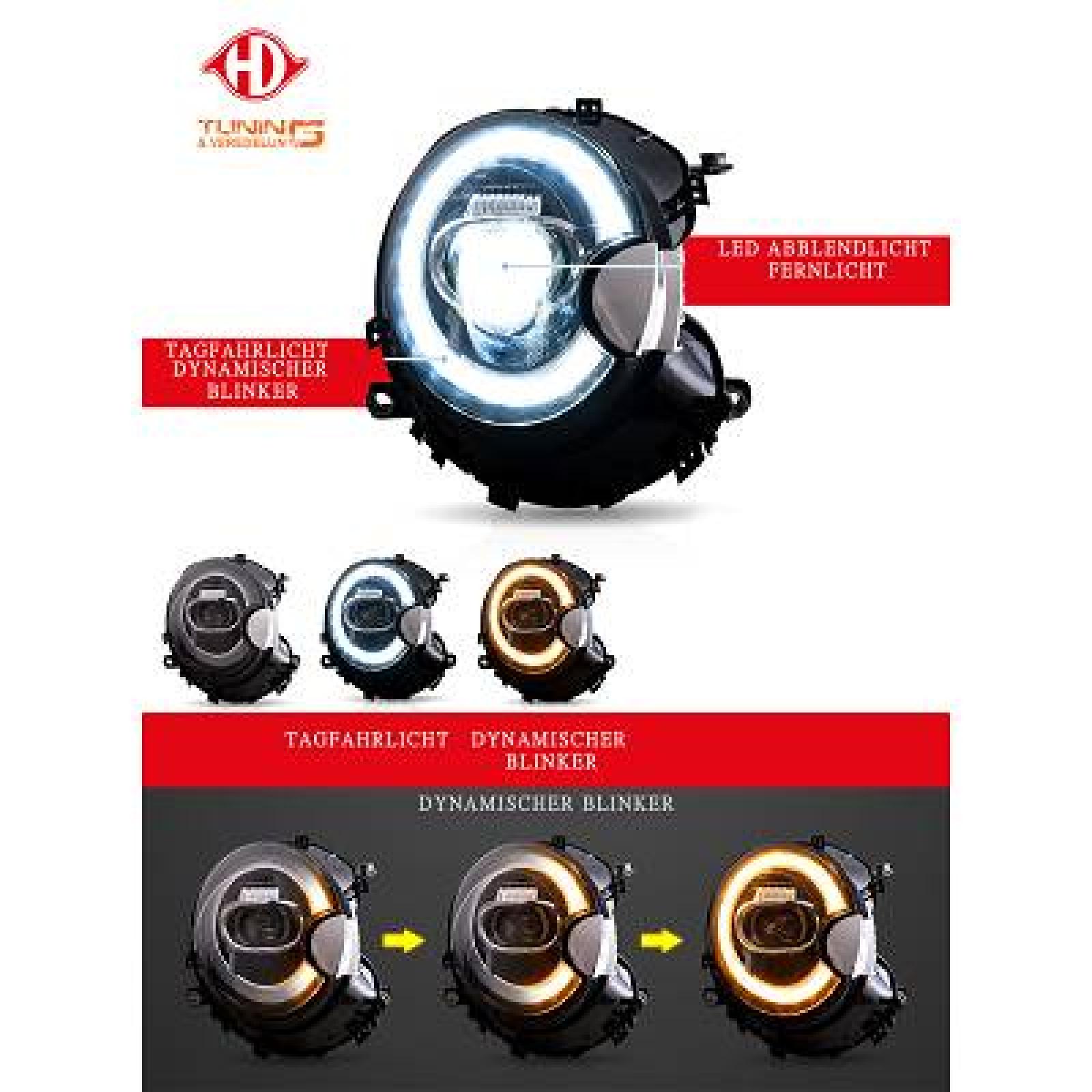 Jogo de faróis principais para BMW Mini R55/56/57/58/59 06-16