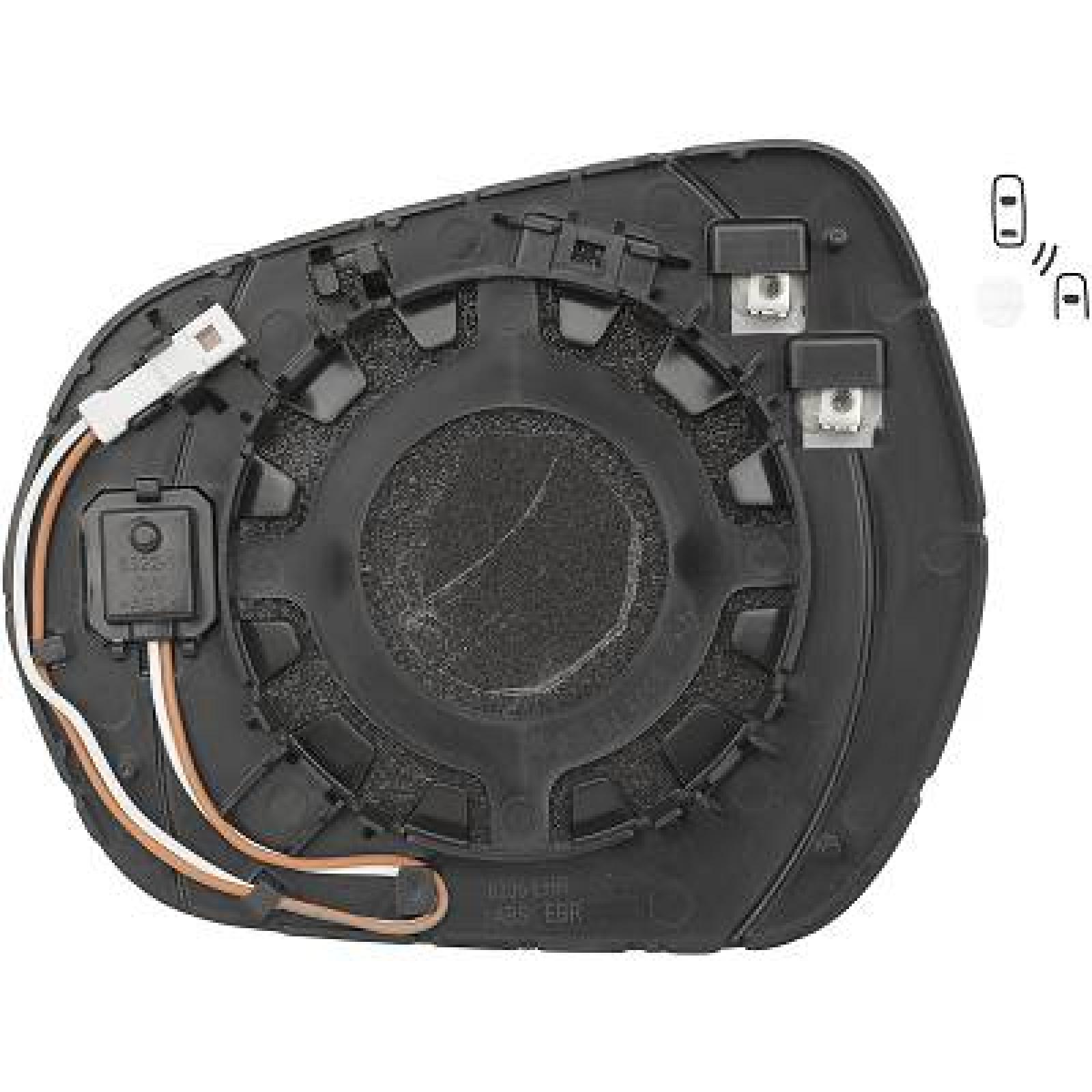 Vidro de espelho, espelho retrovisor exterior Direito para Ford Fiesta 22->>