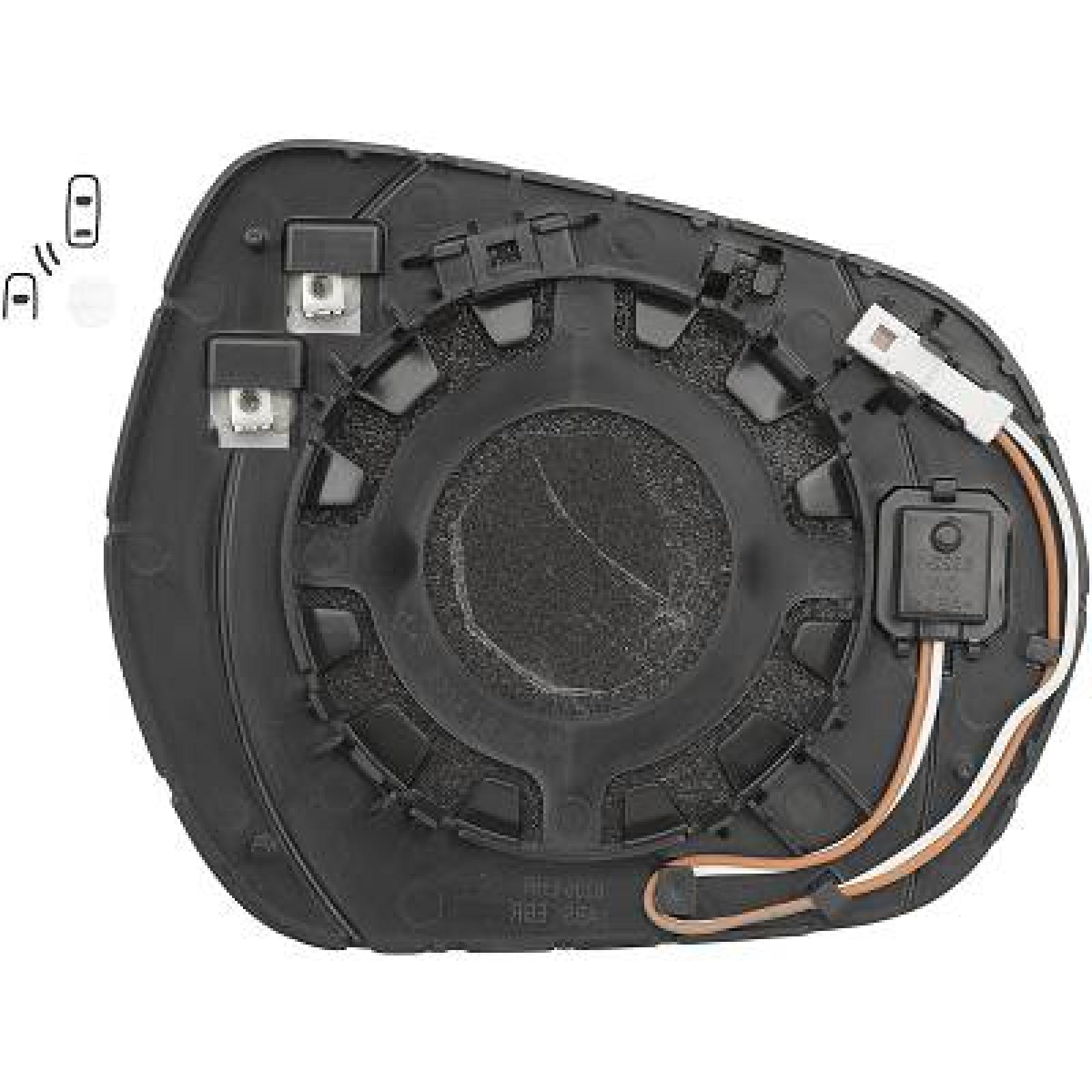 Vidro de espelho, espelho retrovisor exterior Esquerdo para Ford Fiesta 17->>