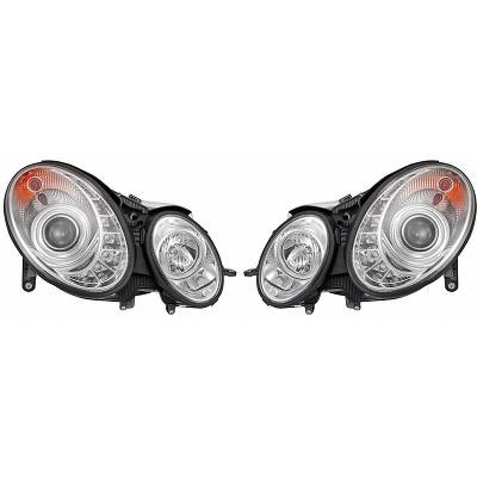 Jogo de faróis principais para Mercedes Classe E E220-500 W211 02-06