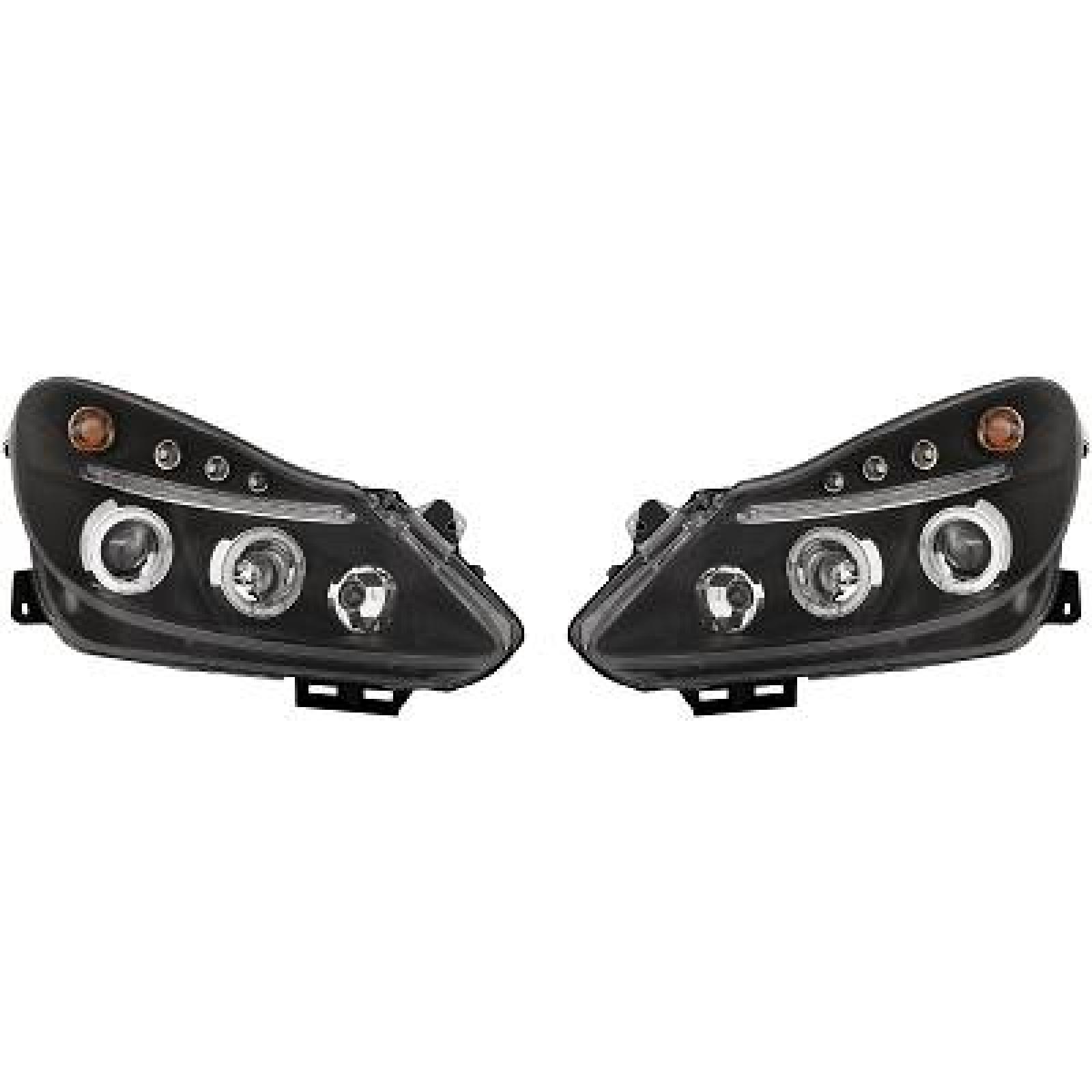 Jogo de faróis principais para Opel Corsa D 3/5 portas 06-10