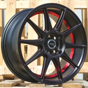 Jante RACIN 15x7 ET38 4x100 - Black Half Matt+Red Lip